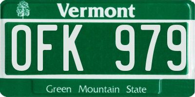 VT license plate OFK979
