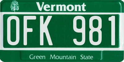 VT license plate OFK981