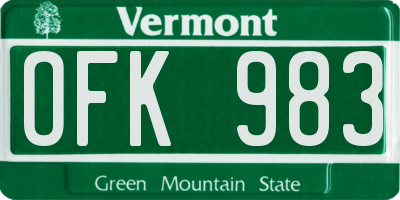 VT license plate OFK983
