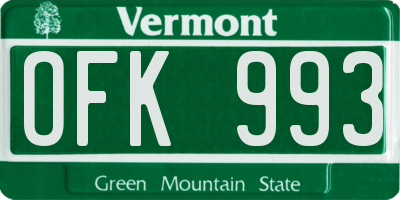 VT license plate OFK993