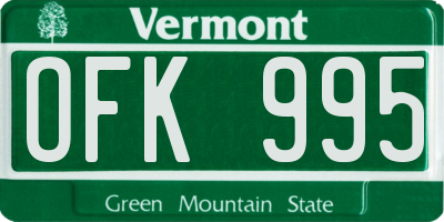 VT license plate OFK995