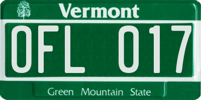 VT license plate OFL017