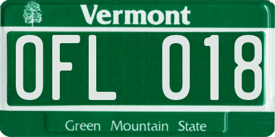 VT license plate OFL018