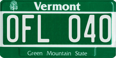 VT license plate OFL040