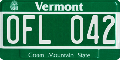 VT license plate OFL042