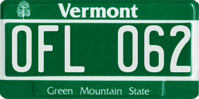 VT license plate OFL062