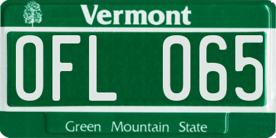 VT license plate OFL065