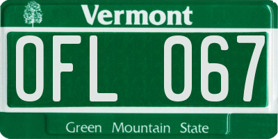 VT license plate OFL067