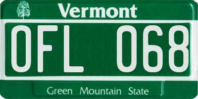 VT license plate OFL068