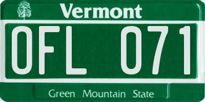 VT license plate OFL071