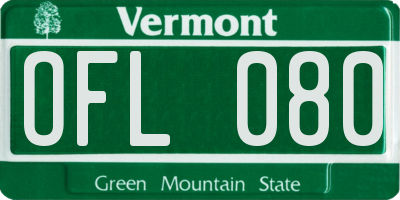 VT license plate OFL080