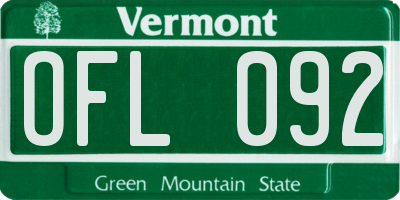 VT license plate OFL092