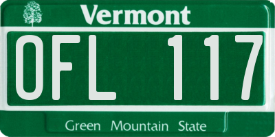VT license plate OFL117