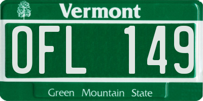 VT license plate OFL149