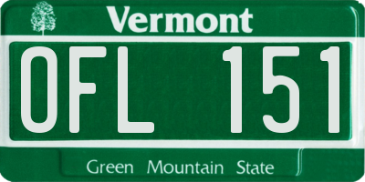 VT license plate OFL151