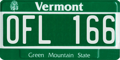 VT license plate OFL166