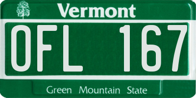 VT license plate OFL167
