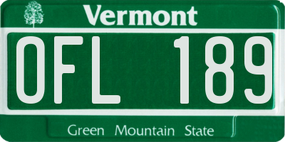 VT license plate OFL189