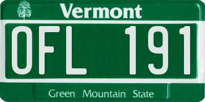 VT license plate OFL191
