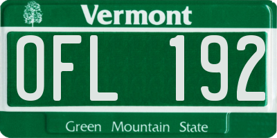VT license plate OFL192