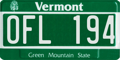 VT license plate OFL194
