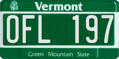 VT license plate OFL197