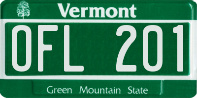 VT license plate OFL201