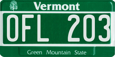 VT license plate OFL203