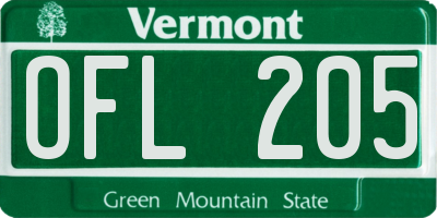 VT license plate OFL205
