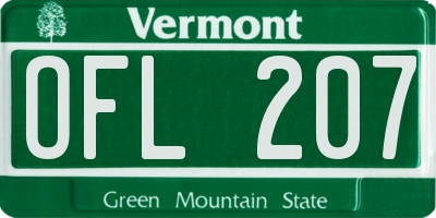 VT license plate OFL207
