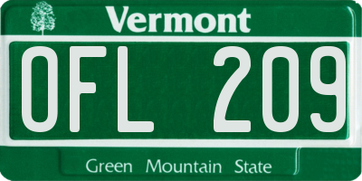 VT license plate OFL209