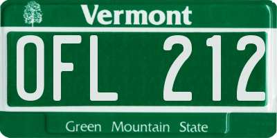 VT license plate OFL212