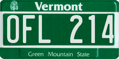 VT license plate OFL214