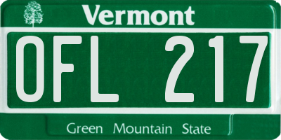 VT license plate OFL217