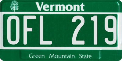 VT license plate OFL219