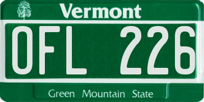 VT license plate OFL226