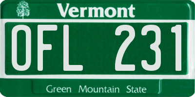 VT license plate OFL231