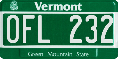 VT license plate OFL232