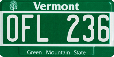 VT license plate OFL236