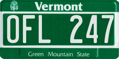 VT license plate OFL247