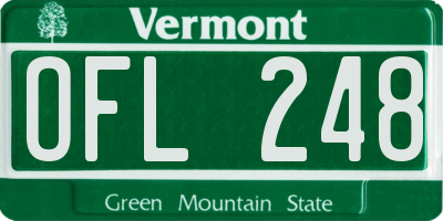VT license plate OFL248