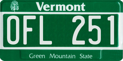 VT license plate OFL251