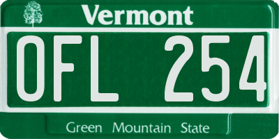 VT license plate OFL254