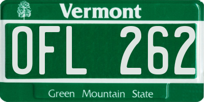 VT license plate OFL262