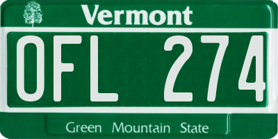 VT license plate OFL274