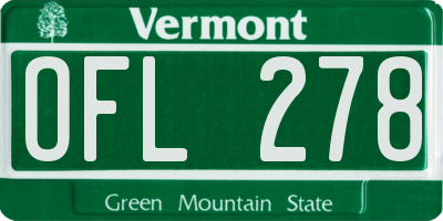 VT license plate OFL278