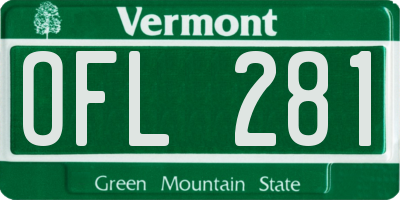 VT license plate OFL281
