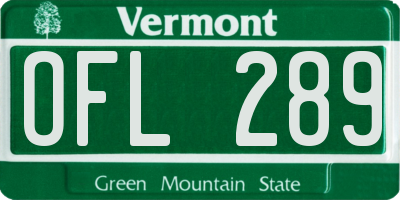 VT license plate OFL289