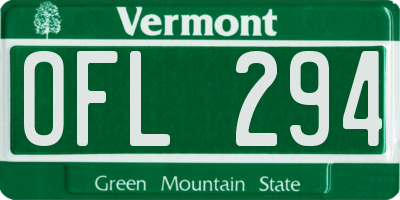 VT license plate OFL294