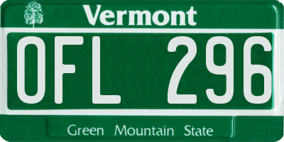 VT license plate OFL296